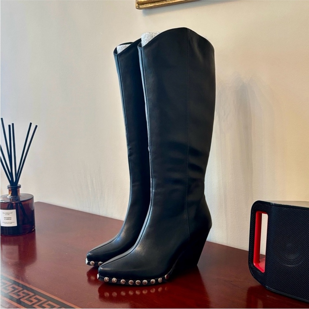 Noa Harmon made in Spain leather black tall boots with studs sz.9
